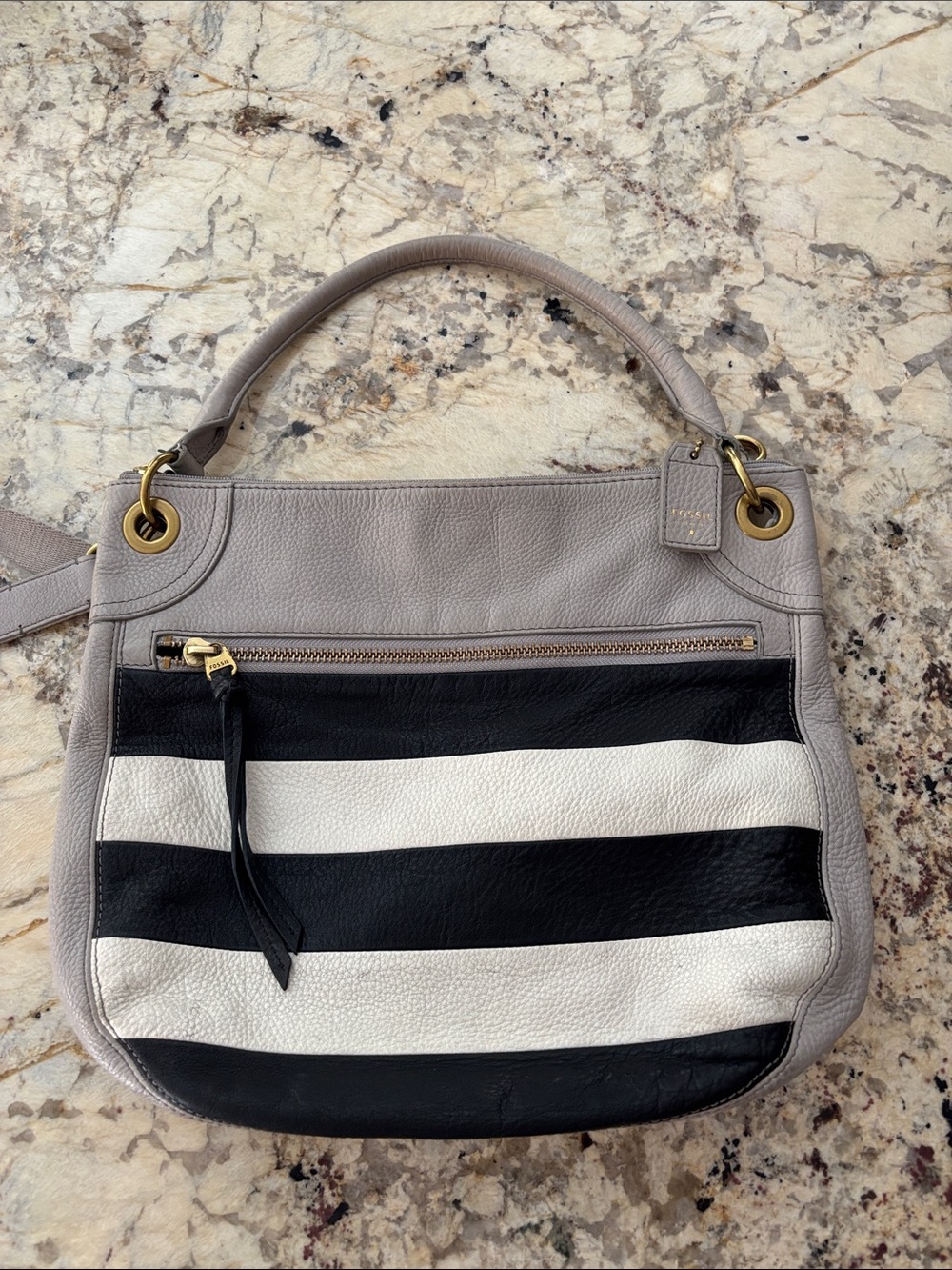 Fossil Karli Leather Striped Leather Shoulder/Crossbody Bag